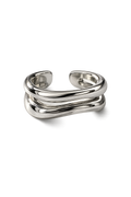 JURÉA Serein Ring crafted from premium 925 sterling silver with a rhodium finish and a flowing layered design.